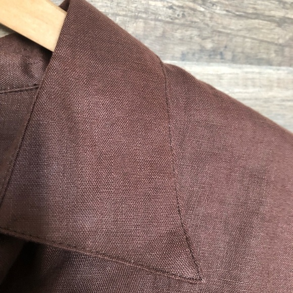 Coastal Cottagecore Chocolate Brown Linen Shirt Large - Picture 4 of 9